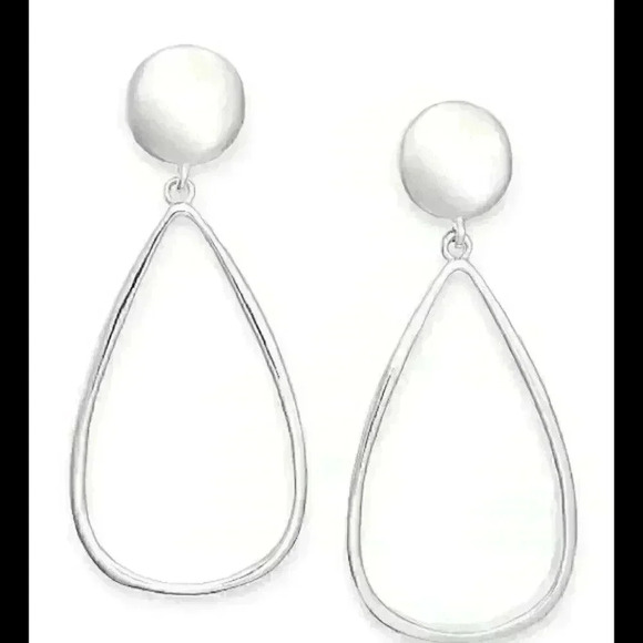 Charter Club new silver tone open drop earrings - Picture 1 of 8